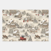 クリスマスビレッジヴィンテージ 素朴 ラッピングペーパーシート (正面2)