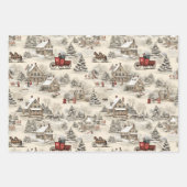 クリスマスビレッジヴィンテージ 素朴 ラッピングペーパーシート (正面)