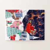 クリスマスビレッジ前のサンタナイト ジグソーパズル (横)