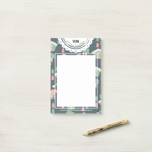 クリスマスビレッジ格言レースイニシャルビジネス ポストイット (デスク上)