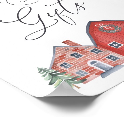 クリスマスビレッジ赤ちゃんシャワーカードとギフトサイン ポスター (角)