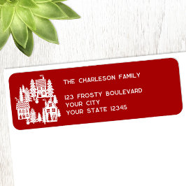 クリスマスビレッジ赤と白差出人住所 ラベル