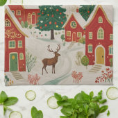 クリスマスビレッジ キッチンタオル (折り畳み)