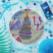 クリスマスビレッジ ペーパープレート (パーティー)