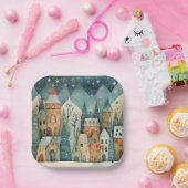 クリスマスビレッジ ペーパープレート (パーティー)