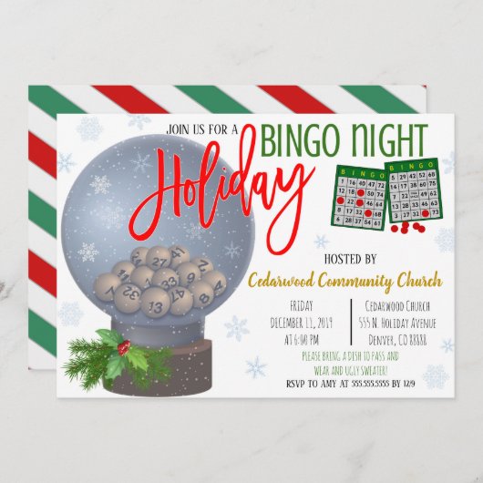 クリスマスビンゴナイトパーティの招待状 招待状 (正面/裏面)