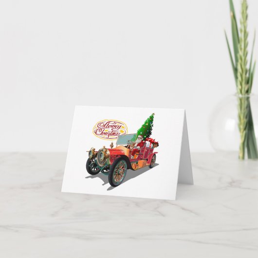 クリスマスビンテージ車 サンキューカード (正面)