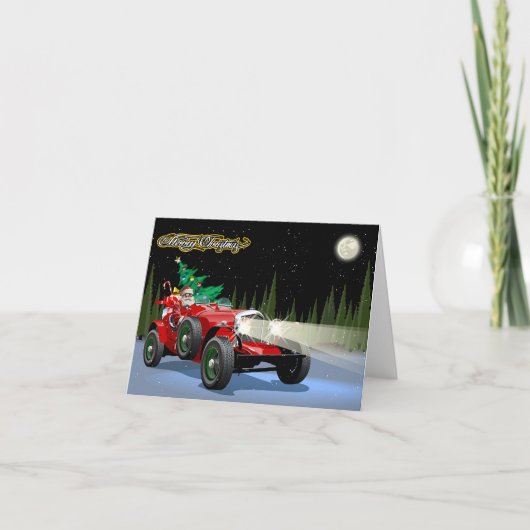 クリスマスビンテージ車 サンキューカード (正面)