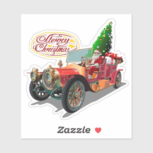 クリスマスビンテージ車 シール (シート)