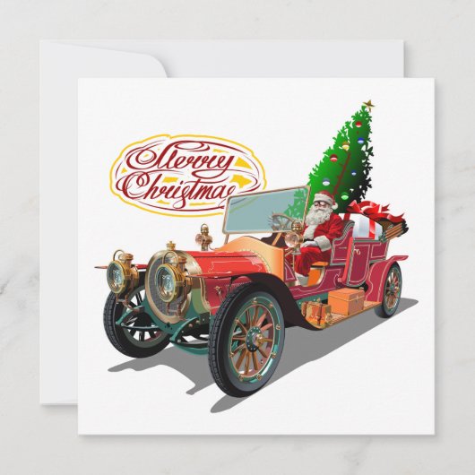 クリスマスビンテージ車 招待状 (正面)