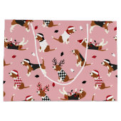 クリスマスビーグルズピンク ラージペーパーバッグ (裏面)