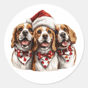 クリスマスビーグルドッグ ラウンドシール