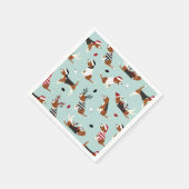 クリスマスビーグルブルー スタンダードカクテルナプキン (角)
