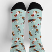 クリスマスビーグルブルー ソックス (上部)