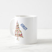 クリスマスビーグル子犬クリスマスツリー コーヒーマグカップ (正面左)