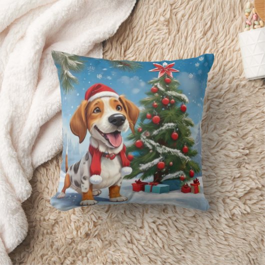クリスマスビーグル犬 クッション (ブランケット)