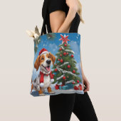 クリスマスビーグル犬 トートバッグ (クローズアップ)