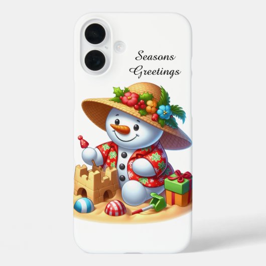 クリスマスビーチのカスタマイズ可能な雪だるま Case-Mate iPhoneケース (裏面)