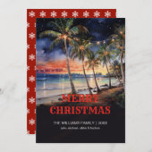 クリスマスビーチの水色 招待状 (正面/裏面)