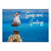 クリスマスビーチの海と挨拶のカモメ (正面横)