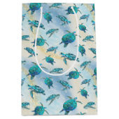 クリスマスビーチウミガメグリッタースパークル ミディアムペーパーバッグ (正面)