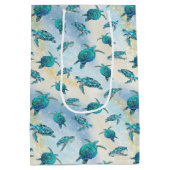 クリスマスビーチウミガメグリッタースパークル ミディアムペーパーバッグ (裏面)