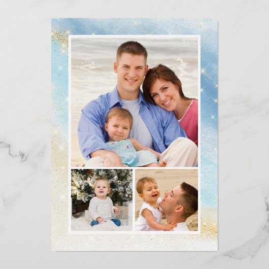 クリスマスビーチウミガメ3写真海岸 箔シーズンカード (裏面)