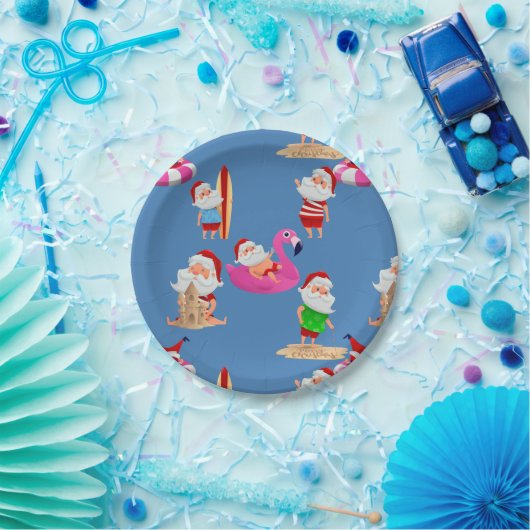 クリスマスビーチサンタクロース休暇 ペーパープレート (パーティー)