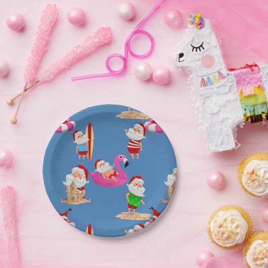 クリスマスビーチサンタクロース休暇 ペーパープレート (パーティー)