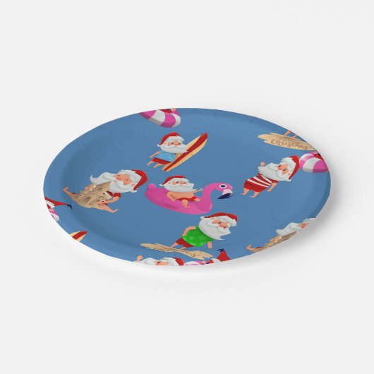 クリスマスビーチサンタクロース休暇 ペーパープレート (アングル)