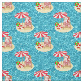 クリスマスビーチサンタクロース生地 ファブリック (見本)