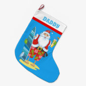 クリスマスビーチサンタホリデーアッド文字ストッキング ラージクリスマスストッキング (正面 (吊り時))