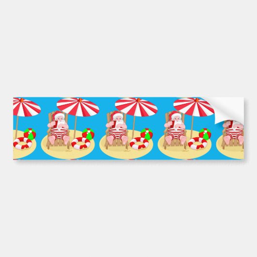 クリスマスビーチサンタ バンパーステッカー (正面)