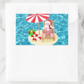 クリスマスビーチサンタ 長方形シール (バッグ)