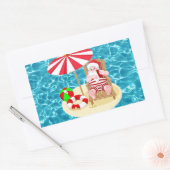 クリスマスビーチサンタ 長方形シール (封筒)