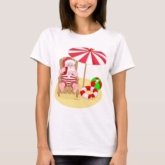 クリスマスビーチサンタ Tシャツ (正面)