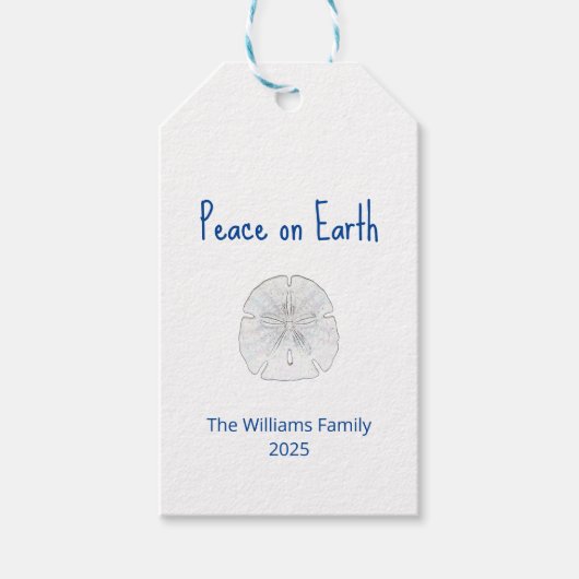 クリスマスビーチサンドドルピースオンアース ギフトタグ (正面)