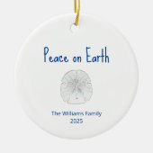 クリスマスビーチサンドドルピースオンアース セラミックオーナメント (正面)