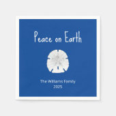 クリスマスビーチサンドドルピースオンアース・ブルー スタンダードカクテルナプキン (正面)