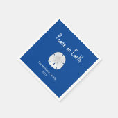 クリスマスビーチサンドドルピースオンアース・ブルー スタンダードカクテルナプキン (角)