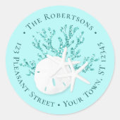 クリスマスビーチサンドドルラウンド差出人住所 ラウンドシール (正面)