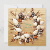 クリスマスビーチシーシェルズパインコーン海藻 シーズンカード (正面)