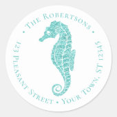 クリスマスビーチシーホースラウンド差出人住所 ラウンドシール (正面)