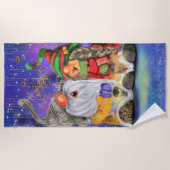 クリスマスビーチタオルカップル格言歌 ビーチタオル (正面)