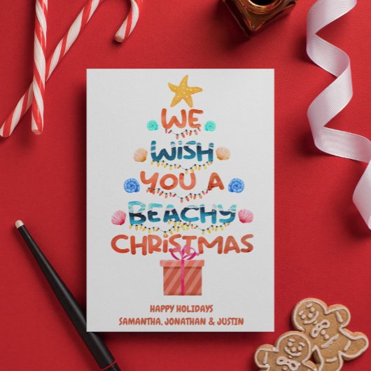 クリスマスビーチトロピカルビーチキツリー カード
