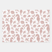 クリスマスビーチバラ金ゴールドグリッターシーホースピンク ラッピングペーパーシート (正面2)