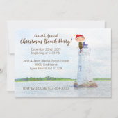 クリスマスビーチパーティーウォーターカラーライトハウス 招待状 (正面)