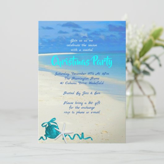クリスマスビーチパーティーサンドアンドシー招待状 招待状 (スタンド正面)
