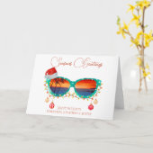 クリスマスビーチ熱帯サングラス カード (黄色い花)