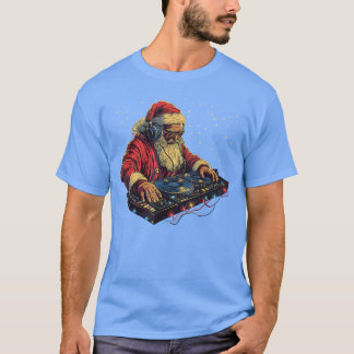 クリスマスビートをスピンするDJサンタクロース 楽しいハウス Tシャツ